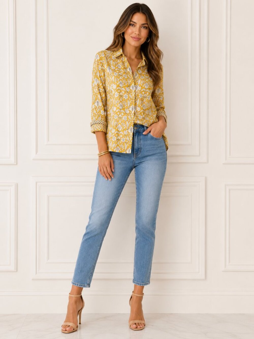 Small Talbots Cotton Button Front Shirt - Intricate Garden